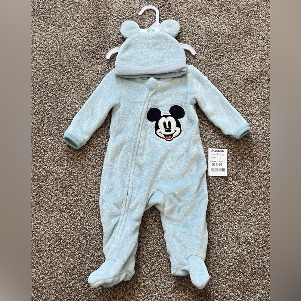 Disney Light Blue Mickey Mouse Baby Footie